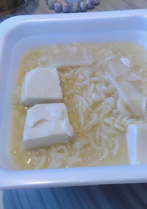 ビジホでお手軽袋ラーメンV10豆腐卵とじ-レシピのメイン写真
