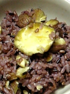 ★土鍋de栗ご飯♪赤米&黒米ver.★-レシピのメイン写真