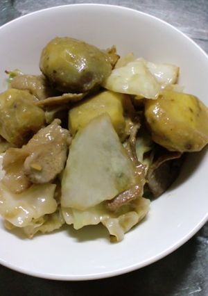 栗・豚肉・キャベツのまろやか味噌炒め♪-レシピのメイン写真