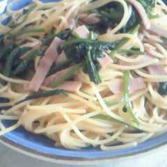 รูปของ 和風★ほうれん草とﾍﾞｰｺﾝのﾊﾟｽﾀ