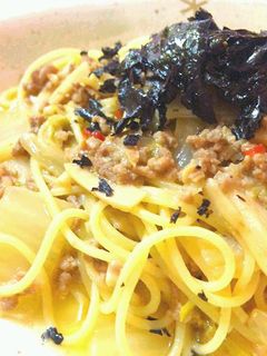 白菜とエリンギのピリ辛味噌マヨパスタ-レシピのメイン写真