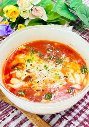 簡単✨とろけるチーズの卵トマトスープ🍅🍲-レシピのメイン写真