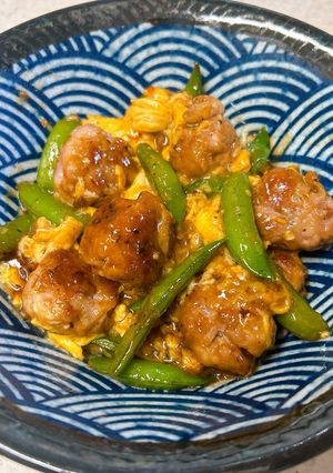 豚団子とスナップエンドウと卵の豆鼓醤炒め-レシピのメイン写真