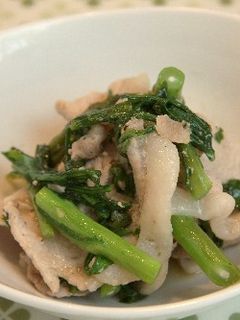ポン酢でさっぱり!豚肉と春菊の香味炒め-レシピのメイン写真