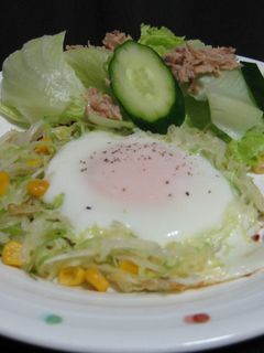 あまった千切りキャベツde目玉焼き-レシピのメイン写真