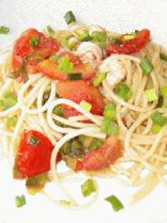 ねぎ・エビ・トマトのやさしいパスタ-レシピのメイン写真