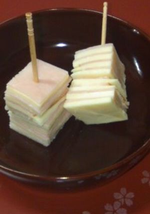 切って重ねて刺すだけハムチーズ即席つまみ-レシピのメイン写真