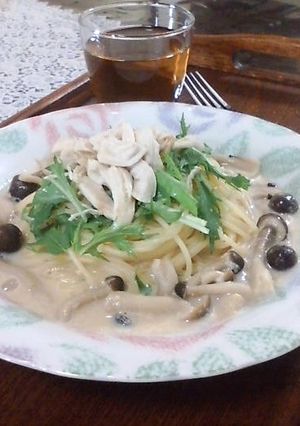 鶏とキノコのスープパスタ～豆乳みそ仕立て-レシピのメイン写真