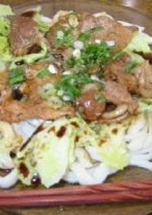 伊勢うどん豚しょうが焼き　のせ。-レシピのメイン写真