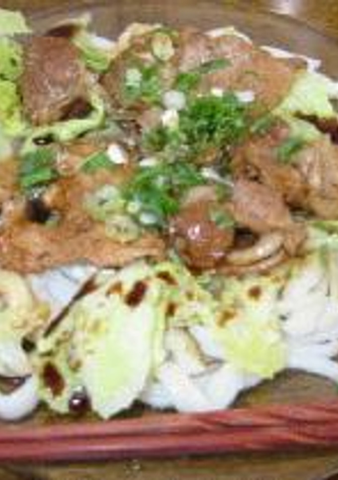 伊勢うどん豚しょうが焼き　のせ。-レシピのメイン写真