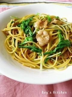 水菜と豚肉の和風パスタ-レシピのメイン写真