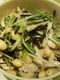 水菜とささみと大豆とひじきのサラダ-レシピのメイン写真