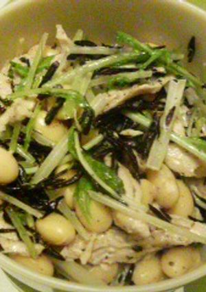 水菜とささみと大豆とひじきのサラダ-レシピのメイン写真
