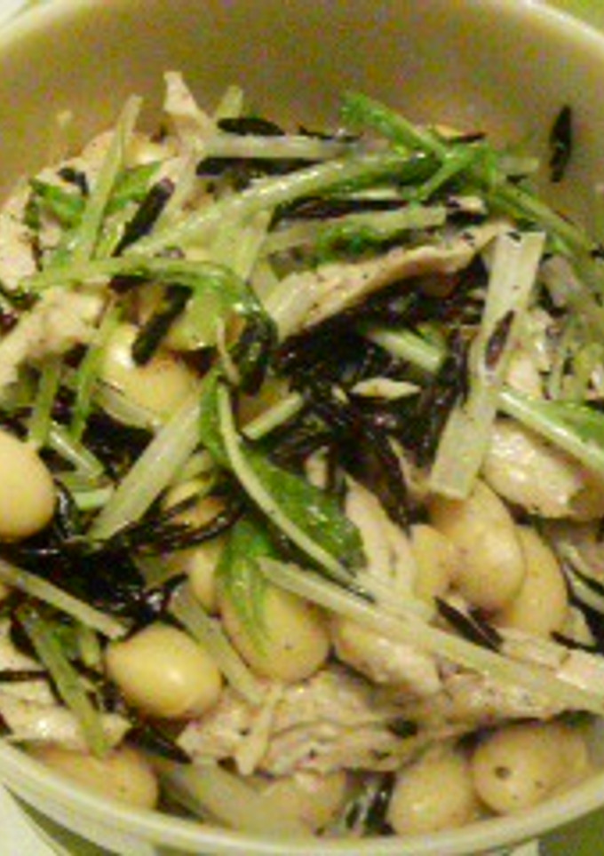 水菜とささみと大豆とひじきのサラダ-レシピのメイン写真