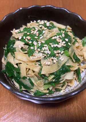 中華副菜！豆腐皮と春菊の和え物-レシピのメイン写真