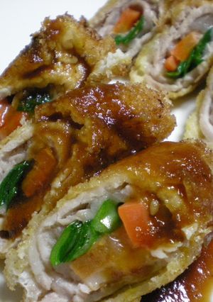 野菜の肉まきフライ　焼肉のタレをかけて☆-レシピのメイン写真