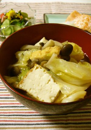 具沢山の味噌汁①キャベツと厚揚げの味噌汁-レシピのメイン写真