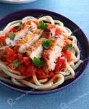 鶏肉のイタリアントマトうどん