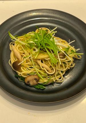 【野菜ソムリエ】京みず菜の昆布茶パスタ-レシピのメイン写真