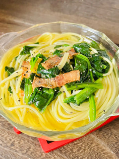 ほうれん草とベーコンのスープパスタ-レシピのメイン写真