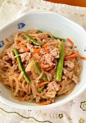 春雨と合い挽き肉の甘辛炒め-レシピのメイン写真