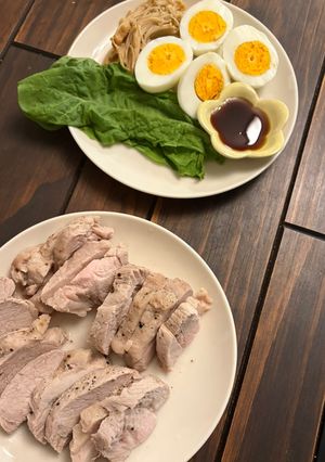 せいろで時短＆整う！豚ヒレ肉と卵、きのこ蒸し-レシピのメイン写真