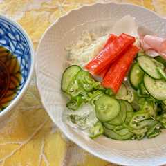 รูปของ オクラがネバネバからんで美味しい冷そうめん