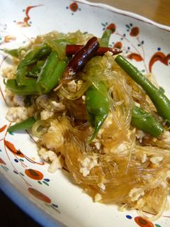 ずぼら料理 いんげんと春雨の炒め煮-レシピのメイン写真