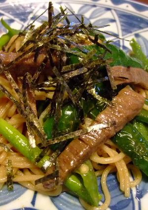 牛肉とピーマンのバター醤油ライスパスタ-レシピのメイン写真