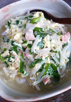 にらともやしの洋風スープかけご飯-レシピのメイン写真