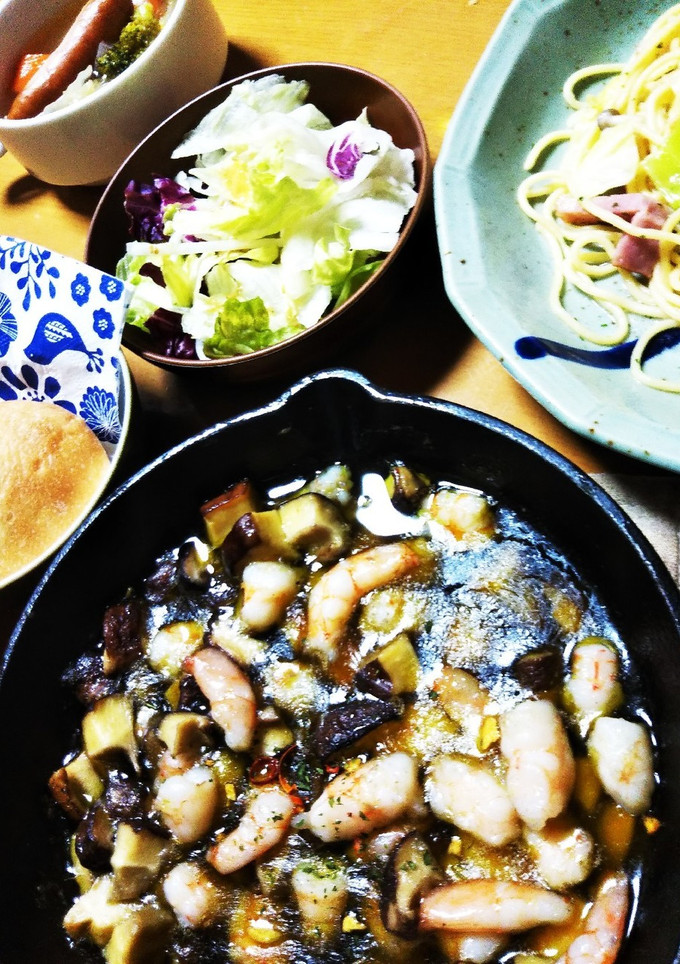 椎茸とエビのアヒージョ-レシピのメイン写真