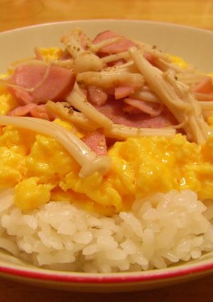 超特急♪えのきベーコンのふわたまのっけ丼-レシピのメイン写真