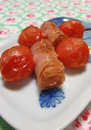 ✿くるくるベーコンとプチトマトの串焼き✿-レシピのメイン写真