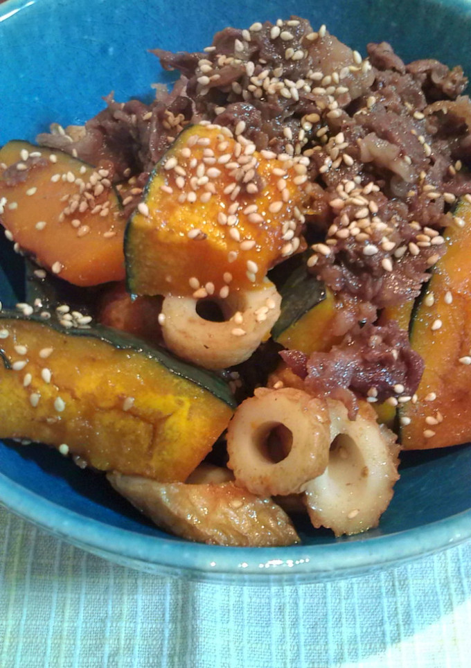 かぼちゃと牛肉の炒め煮-レシピのメイン写真