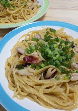 タコと青ねぎのガーリックバター醤油パスタ-レシピのメイン写真