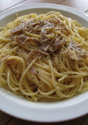 レンジでチン！ハムでヘルシーカルボナーラ-レシピのメイン写真