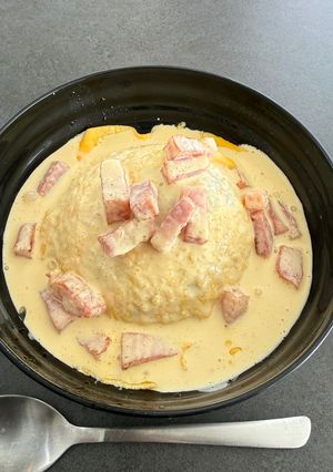 お店で食べたオムカルボ-レシピのメイン写真