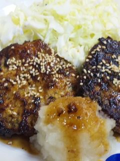 蓮根・大葉入♡照焼豆腐つくねハンバーグ♪-レシピのメイン写真
