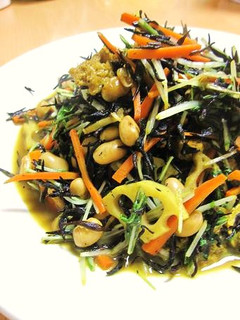 水菜とひじきのスパイシーカレー炒め-レシピのメイン写真