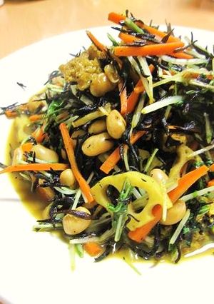 水菜とひじきのスパイシーカレー炒め-レシピのメイン写真