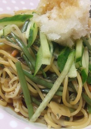 茹でてあえるだけの簡単山菜おろしパスタ❤-レシピのメイン写真