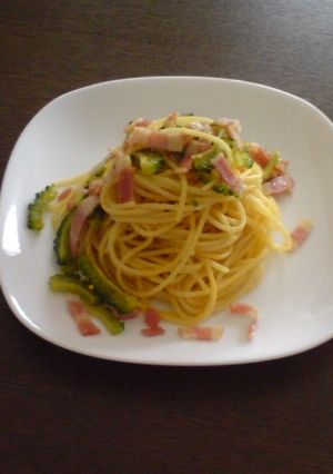 ゴーヤとベーコンのぺペロンパスタ-レシピのメイン写真