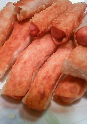 ソーセージ☆餃子皮ロール揚げ-レシピのメイン写真