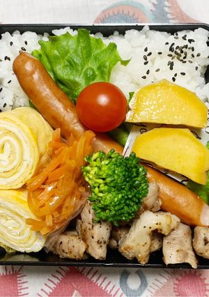 2/19ﾖｯﾁｬﾝ豚ガーリックソテー弁当-レシピのメイン写真