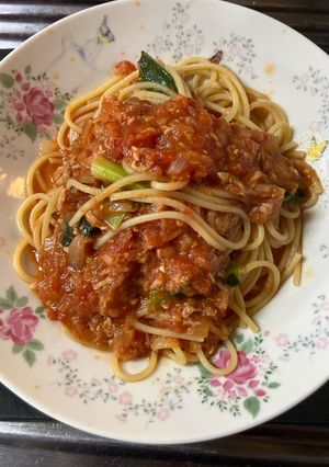 ツナとホール缶の小松菜パスタ-レシピのメイン写真