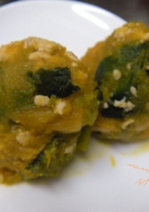 レンジで南瓜と鶏そぼろの茶巾団子♪-レシピのメイン写真