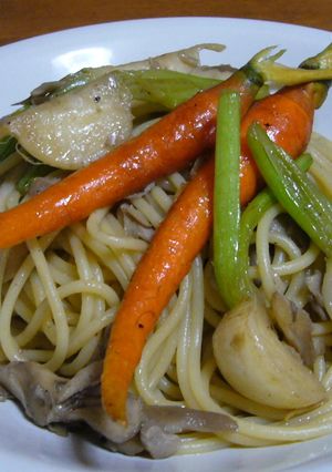 ミニにんじん＆かぶの舞茸アンチョビパスタ-レシピのメイン写真
