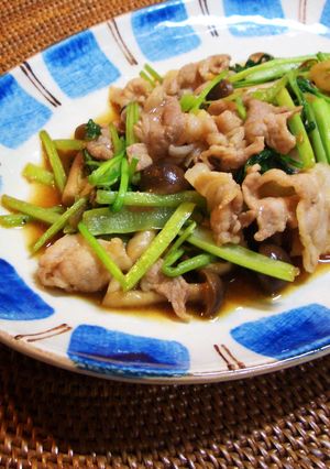 小松菜と豚肉のオイスターソース炒め-レシピのメイン写真