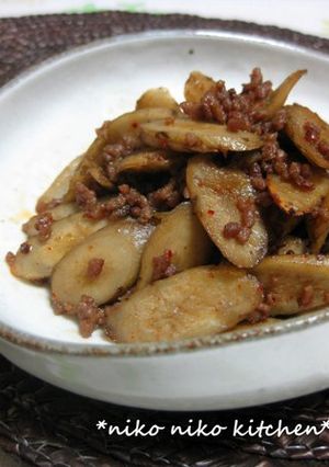 私流♡牛蒡と挽肉のピリ辛炒り煮-レシピのメイン写真