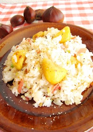 オリーブオイルで♪栗とベーコンの炒飯-レシピのメイン写真